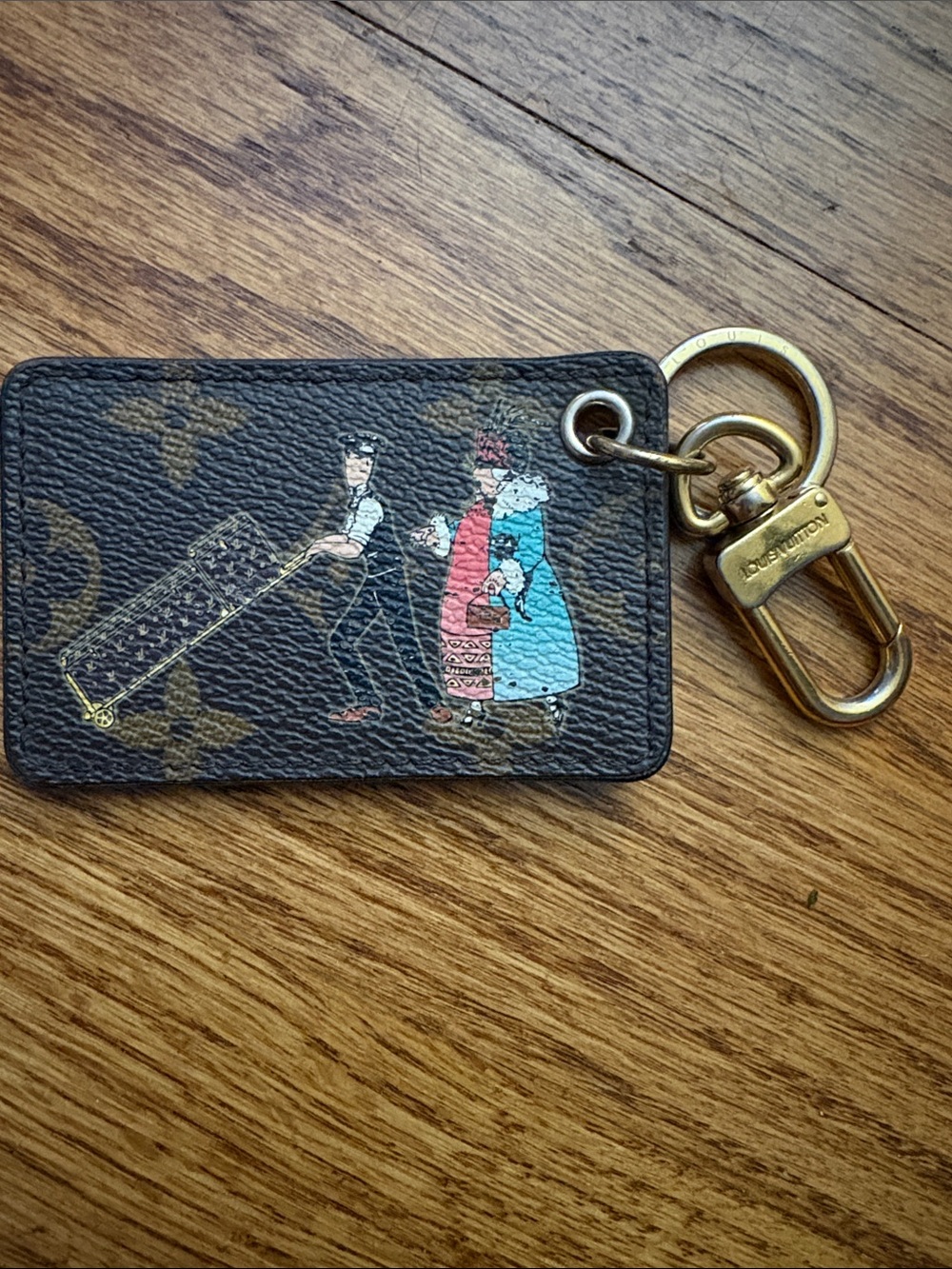 Louis Vuitton Black Monogram Painted Leather Keychain Tag - - Picture 2 of 4